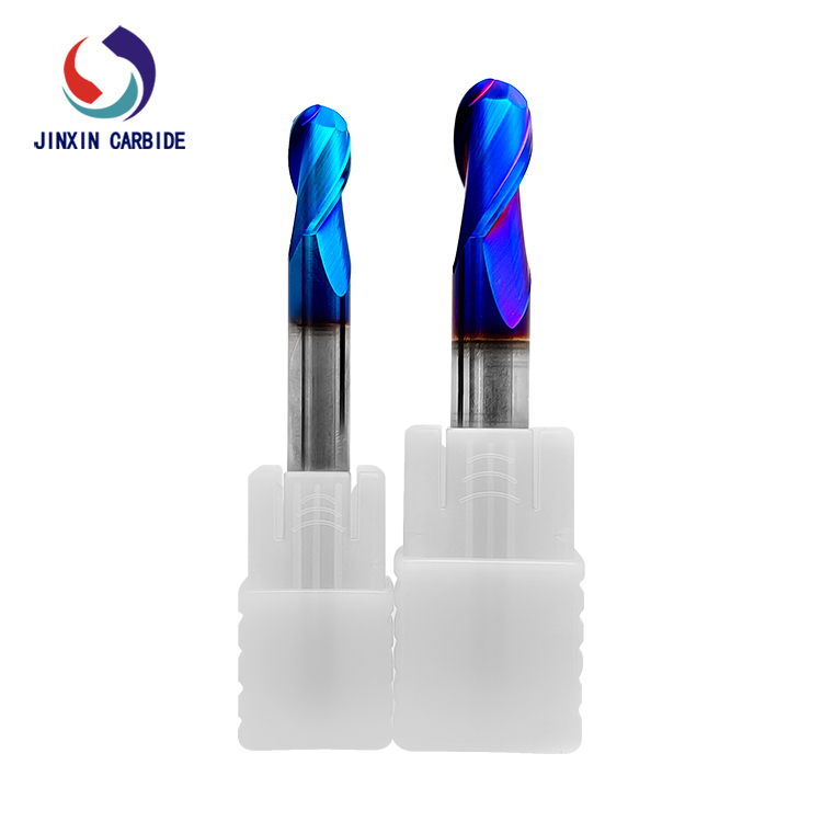 Nhà máy cung cấp Máy nghiền mũi bóng cacbua HRC65 R4 với lớp phủ màu xanh